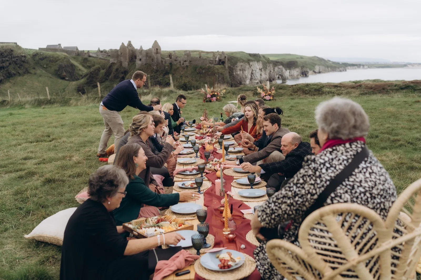 An intimate wedding dinner beside the Causeway Coast